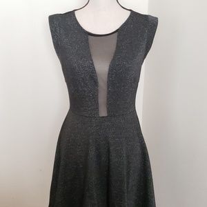 Black Sparkle Skater Mesh Front and Back Dress